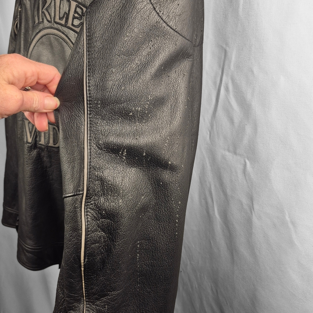 Harley Davidson Willie G Reflective Skull Leather Motorcycle Jacket  Size 2W/2XL - Picture 7 of 12